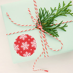 Sticker Rond Festive Rouge et blanc Fête Motif de Fête de Fête