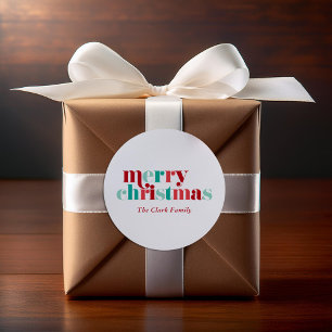 Sticker Rond Festive Rouge et Vert "Joyeux Noël"