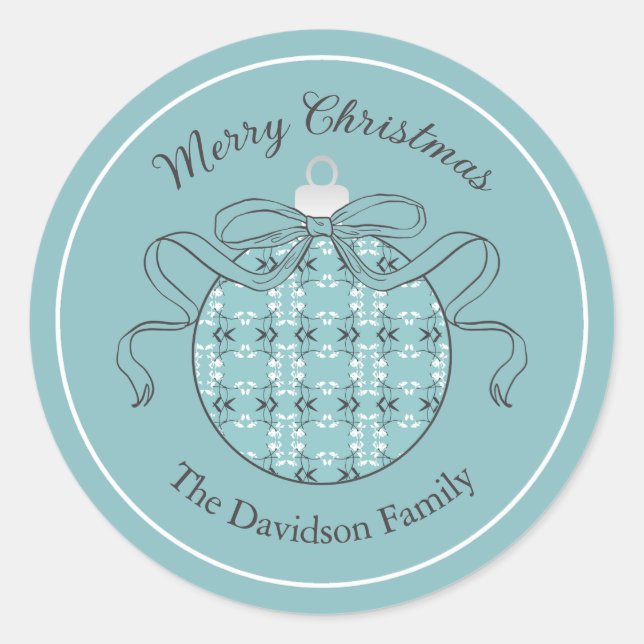 Sticker Rond Festive Royal Botanical Robin's Egg Blue (Devant)