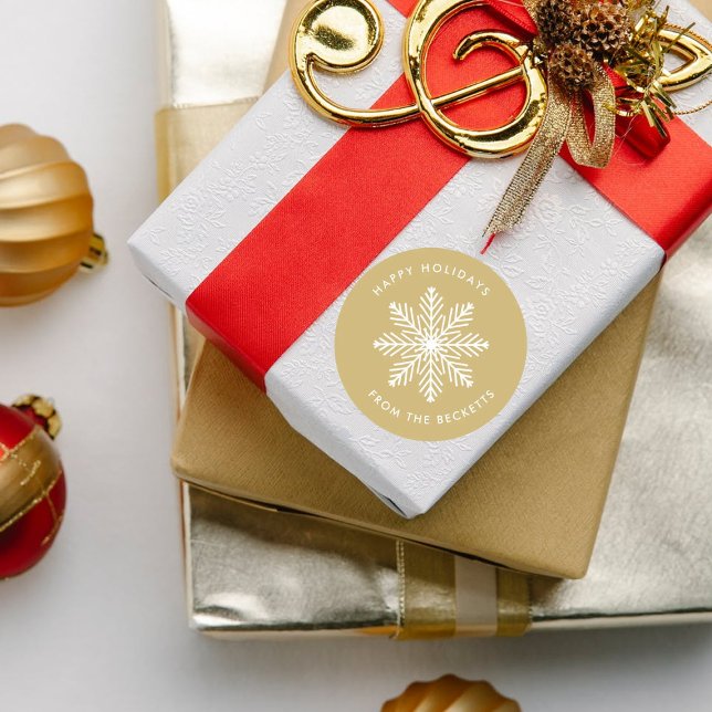 Sticker Rond Festive Snowflake Christmas Holiday (Créateur téléchargé)