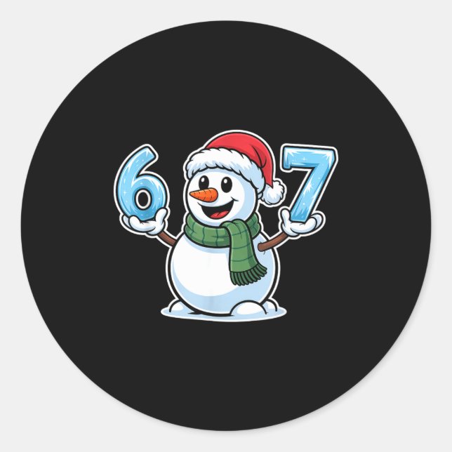 Sticker Rond Festive Snowman Christmas Winter Cheer 67 Number  (Devant)
