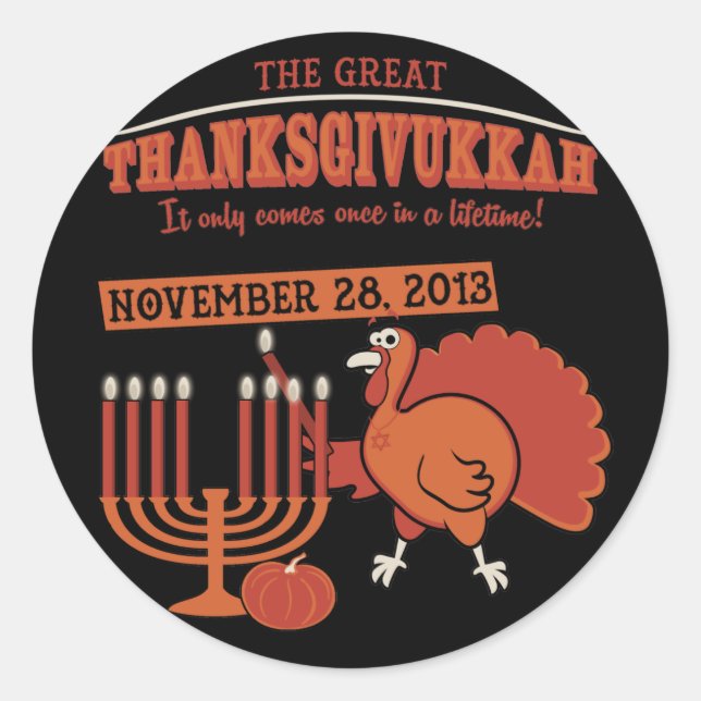 Sticker Rond Festive 'Thanksgivukkah' (Devant)