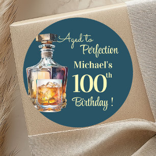 Sticker Rond Fêté à la perfection pour les 100 ans d'homme Whis