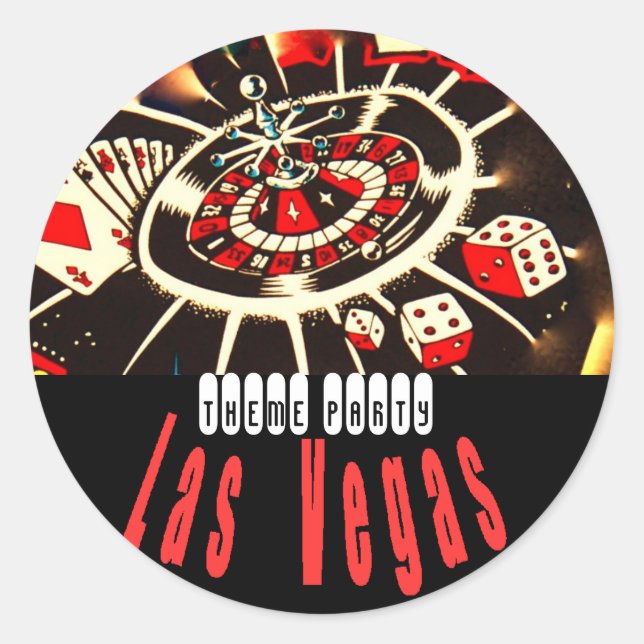 Sticker Rond Fête à thème Las Vegas (Devant)