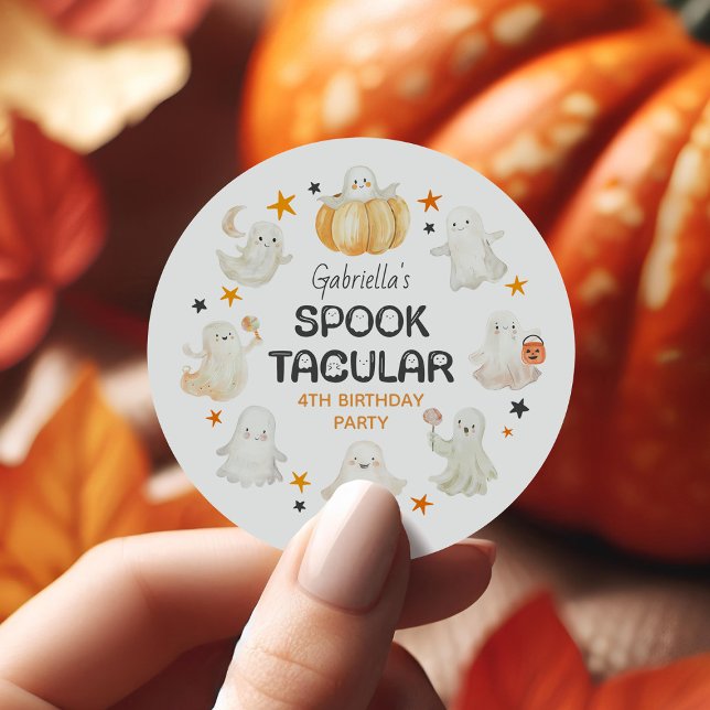 Sticker Rond Fête Anniversaire de enfant Spooktacular Ghosts (Créateur téléchargé)