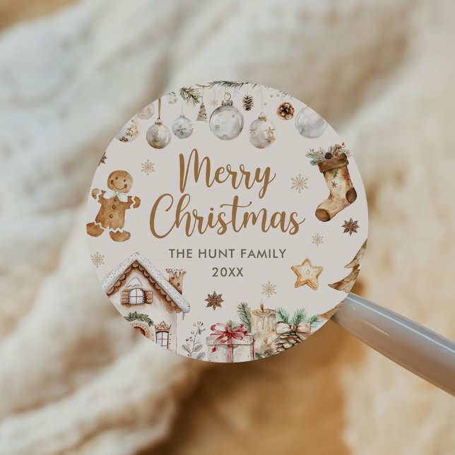 Sticker Rond Fête aquarelle festive de Noël  (Créateur téléchargé)