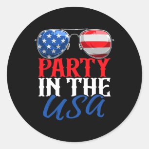 Sticker Rond Fête aux États-Unis Drôle du 4 juillet Drapeau amé