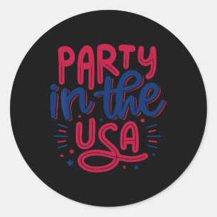 Sticker Rond Fête Aux Usa Vintage Jour De L'indépendance 4 Juil