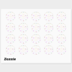 Sticker Rond Fête bébé fille Papillon Cœur Rose 