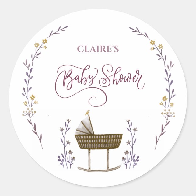 Sticker Rond Fête bébé Fleurs Sauvages et Ballons  (Devant)