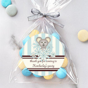 Sticker Rond Fête bébé garçon Koala Bleu Pastel / Anniversaire