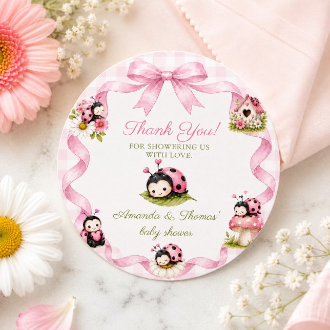 Sticker Rond Fête bébé Little Love Bug Girl (Créateur téléchargé)