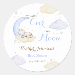Sticker Rond Fête Bébé Ours Au-Delà De La Lune