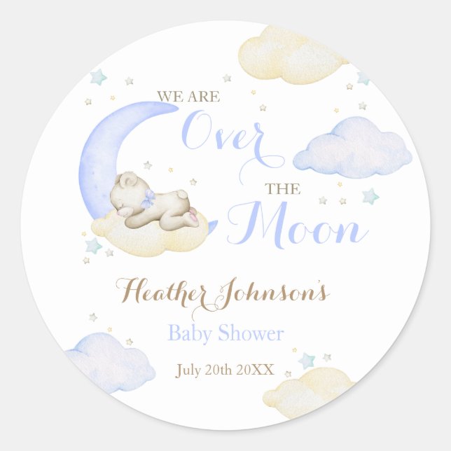 Sticker Rond Fête Bébé Ours Au-Delà De La Lune (Devant)