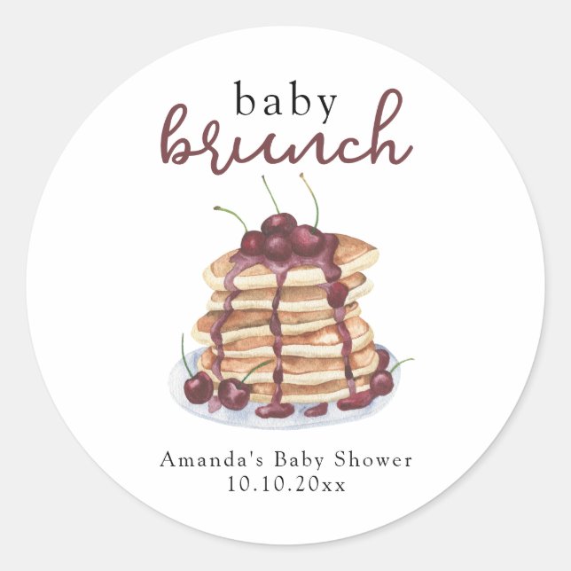 Sticker Rond Fête bébé Pancakes Cerise Douce (Devant)