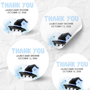 Sticker Rond Fête bébé Petite Fantôme Bleue Sorcière