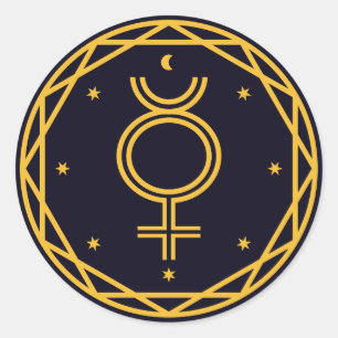 Sticker Rond Fête céleste occulte au mercure