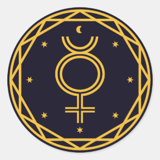 Sticker Rond Fête céleste occulte au mercure