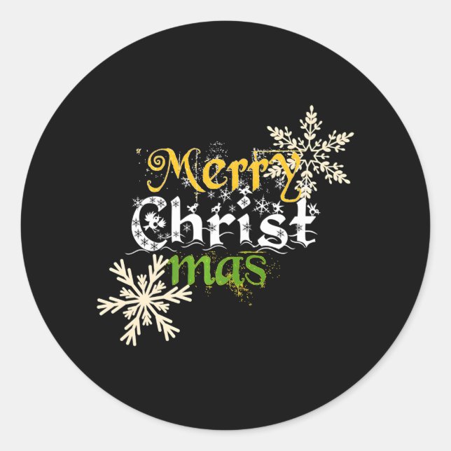 Sticker Rond Fête chrétienne Joyeux-Christ-Mas Noël (Devant)