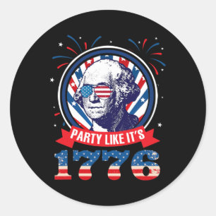 Sticker Rond Fête comme si c'était 1776 4 juillet George Washin