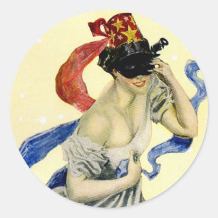 Sticker Rond Fête costumée patriotique de la fête nationale amé