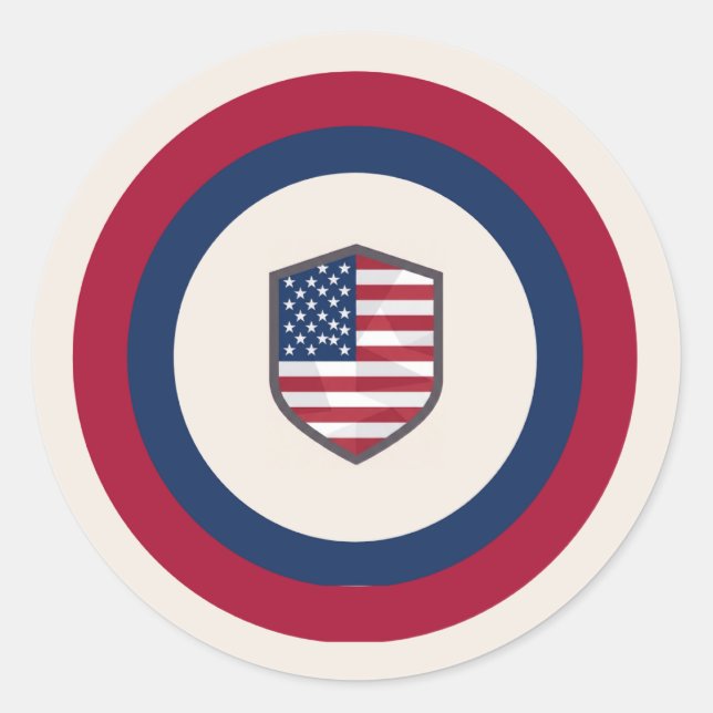 Sticker Rond Fête d'adieu militaire avec drapeau américain géom (Devant)