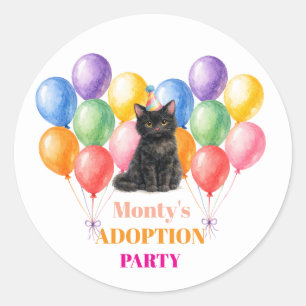 Sticker Rond Fête d'adoption Jour de prise Chat noir Animal de 