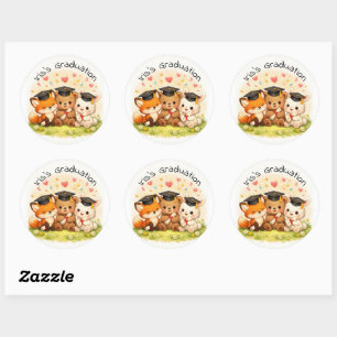Sticker Rond Fête d'animaux mignons de la forêt pour la remise