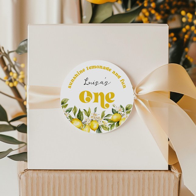 Sticker Rond Fête d'anniversaire 1 an au citron Sunshine Lemona (Créateur téléchargé)