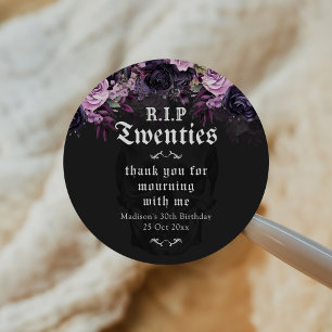 Sticker Rond Fête d'anniversaire 30 ans RIP Twenties Floral