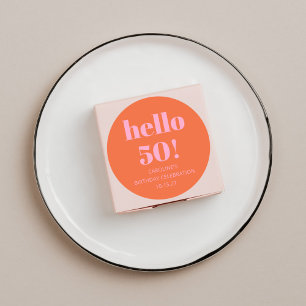 Sticker Rond Fête d'anniversaire 50 ans orange rose moderne sim