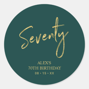 Sticker Rond Fête d'anniversaire 70 ans Gold & Green Soixante-d
