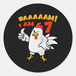Sticker Rond Fête d'anniversaire 7 ans de poulet Ferme Poulet C