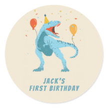 Fête d'anniversaire à l'aquarelle de dinosaure T-R