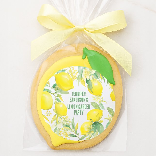 Sticker Rond Fête d'anniversaire à motif de citron à l'aquarell (Watercolor Lemon Pattern Birthday Party Classic Round Sticker
)