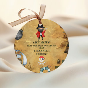 Sticker Rond Fête d'anniversaire à thème Pirate