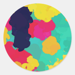 Sticker Rond Fête d'anniversaire artisanale de peinture colorée