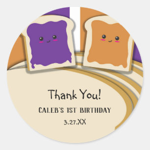 Sticker Rond Fête d'anniversaire au beurre de cacahuète et à la