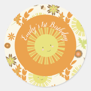 Sticker Rond Fête d'anniversaire automne soleil d'automne