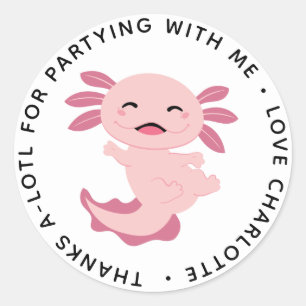 Sticker Rond Fête d'anniversaire Axolotl