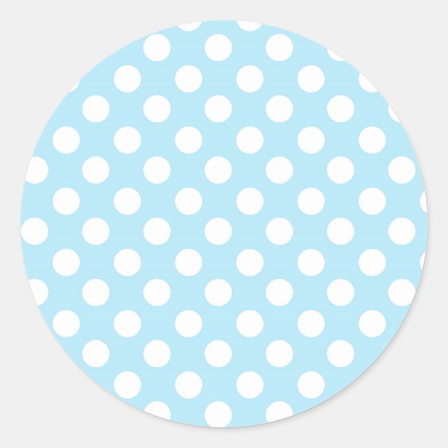Sticker Rond Fête d'anniversaire Bleu clair et blanc à pois (Devant)