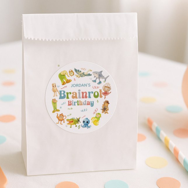 Sticker Rond Fête d'anniversaire Brainrot Meme (Créateur téléchargé)