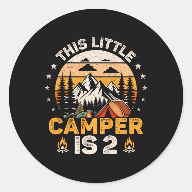 Sticker Rond Fête d'anniversaire camping 2 ans fille garçon Cam (Devant)