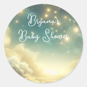 Sticker Rond Fête d'anniversaire ciel étoilé étoiles lumineuses