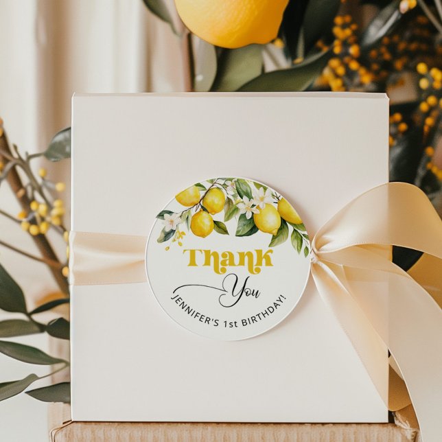 Sticker Rond Fête d'anniversaire citron agrumes merci (Créateur téléchargé)