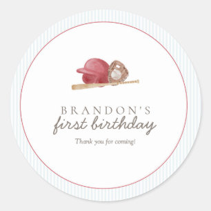 Sticker Rond Fête d'anniversaire classique de baseball Prépa Un