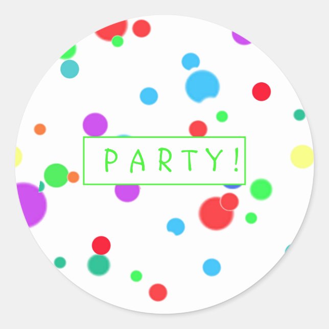 Sticker Rond Fête d'anniversaire colorée pour enfants (Devant)
