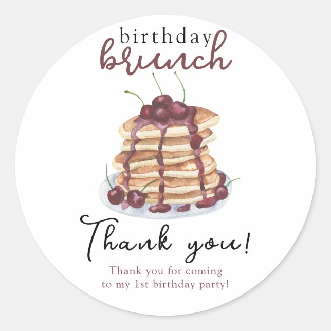 Sticker Rond Fête d'anniversaire Crêpes à l'aquarelle (Devant)