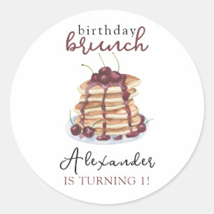 Sticker Rond Fête d'anniversaire Crêpes à l'aquarelle