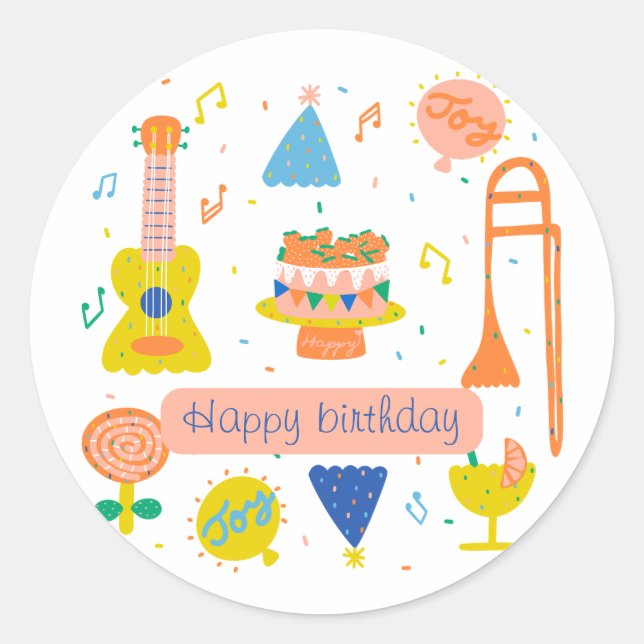 Sticker Rond fête d'anniversaire customisée (Devant)